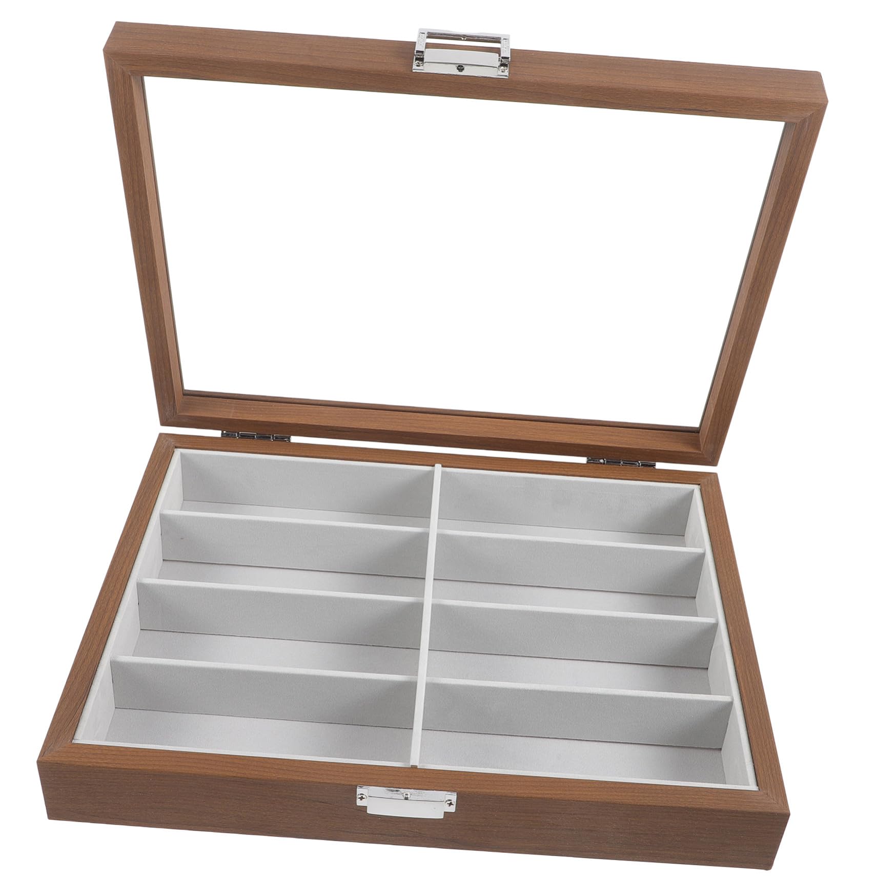Organisateur de Lunettes en Bois 8 Emplacements, Boîte Rangement Lunettes Scratch-free et Fonction Protective pour Fête Estivale à Domicile ou Bureau