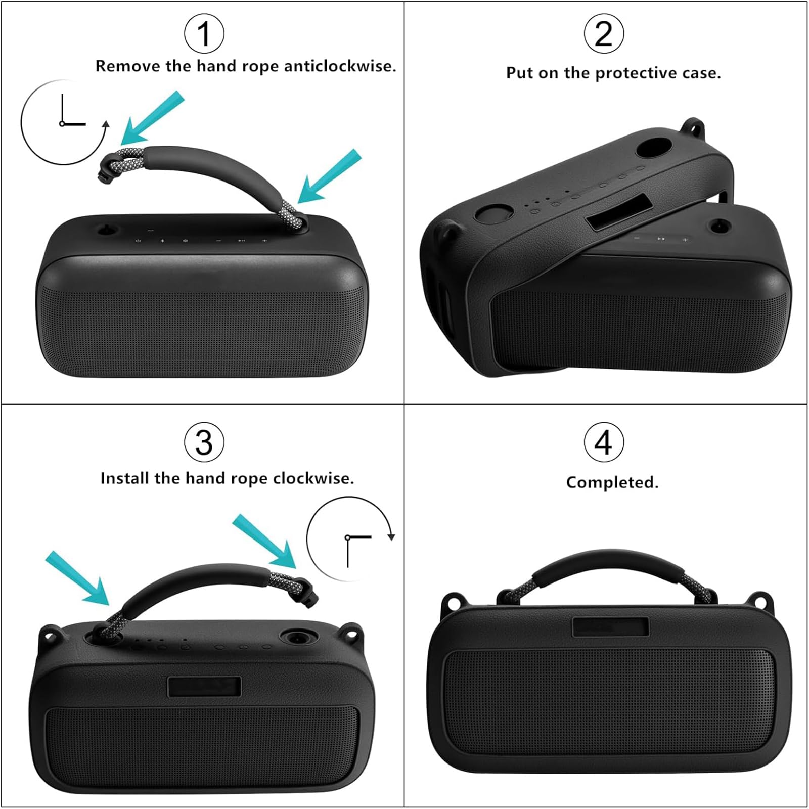 Funda de Silicona para Bose SoundLink MAX Altavoz portátil,Soundlink MAX Estuche de Viaje Portátil Protector Bolsa de Transporte con Correa Hombro(Negro)