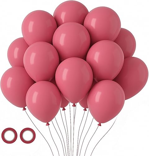 105 globos retro de color rosa intenso de 12 pulgadas, globos de látex para fiestas de niños y niñas, cumpleaños, baby shower, revelación de género,