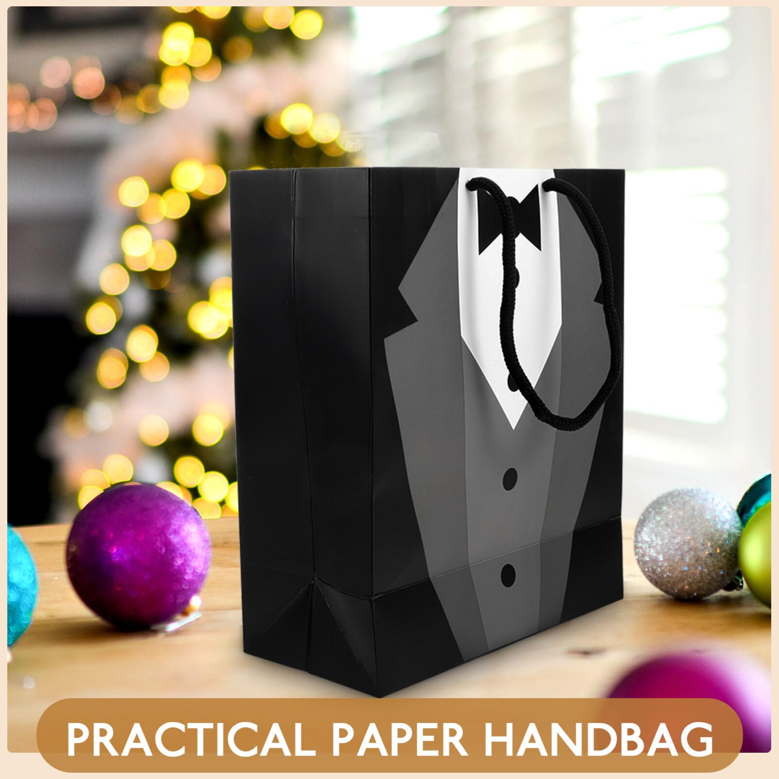 Groomsmen Paper Bags Tuxedo Bags for Wedding Groomsmen Anniversary, 5 Pack Party Favor 19 x 9 x 23cm