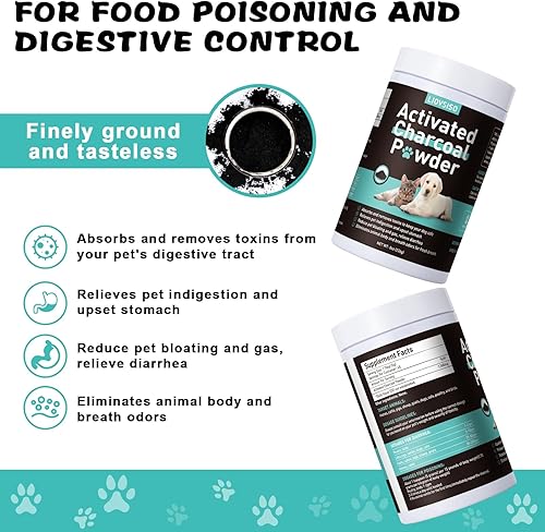 Miniatura 2 de Carbón activado para perros, kit de primeros auxilios para mascotas, polvo de desintoxicación de 8 onzas, para todas las mascotas y ganado,