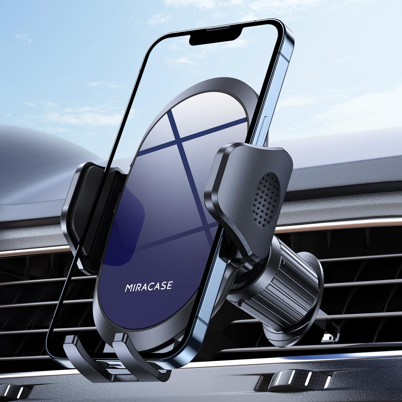Miracase Mobile Phone Holder Car [More Stable Double Hook] Mobile Phone Holder for Cars Ventilation Universal Holder for Navigation Devices 360 Degree Vent Car Holder for iPhone Galaxy Smartphone