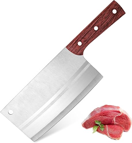 TJ POP Cuchillo de chef chino, cuchillo de acero inoxidable de 7.5 pulgadas con mango ergonómico, cuchillo de cocina ultra afilado para el hogar y