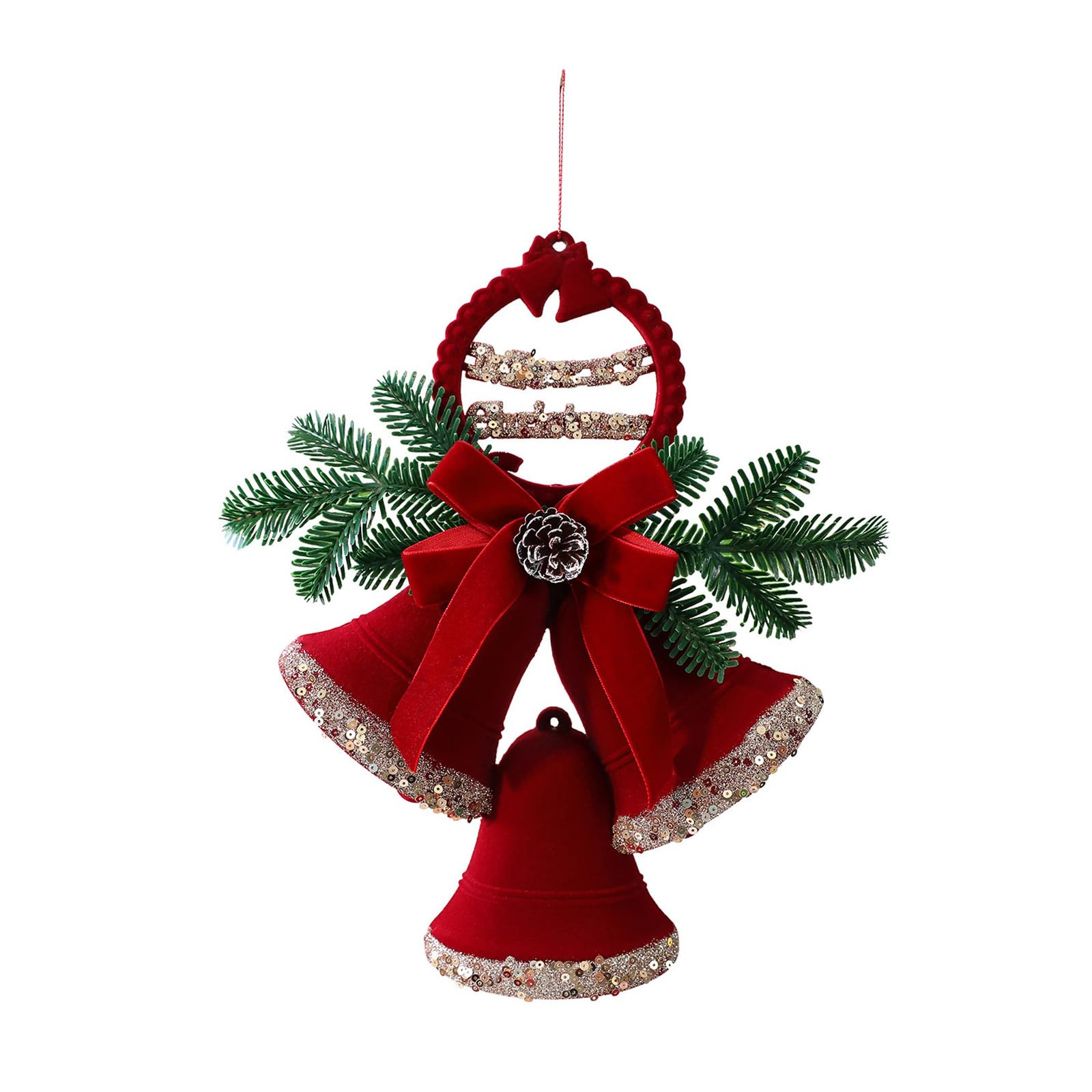 KAQNTUD Festival Bells Ornament Shatterproof Velvet Plastic Bells Christmas Tree Decoration for Mantle Window Decoration Christmas Bell