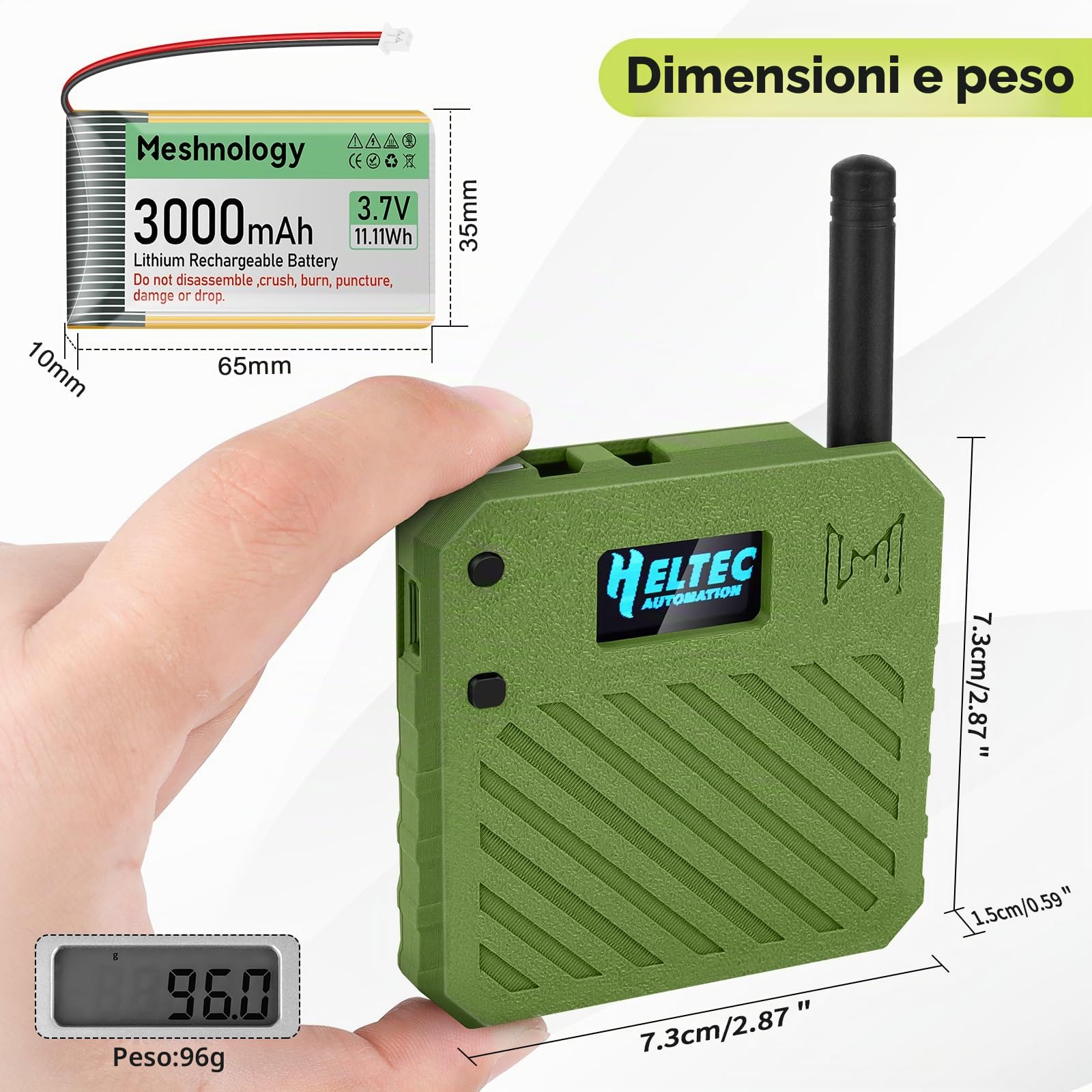 Confezione da 2 schede di sviluppo ESP32 LoRa V3 + batteria da 3,7 V 3000 mAh + set di alloggiamenti – con antenna a rete 863-928 MHz e SMA supporta Wi-Fi/Bluetooth LoRa V3 dispositivi AR duino
