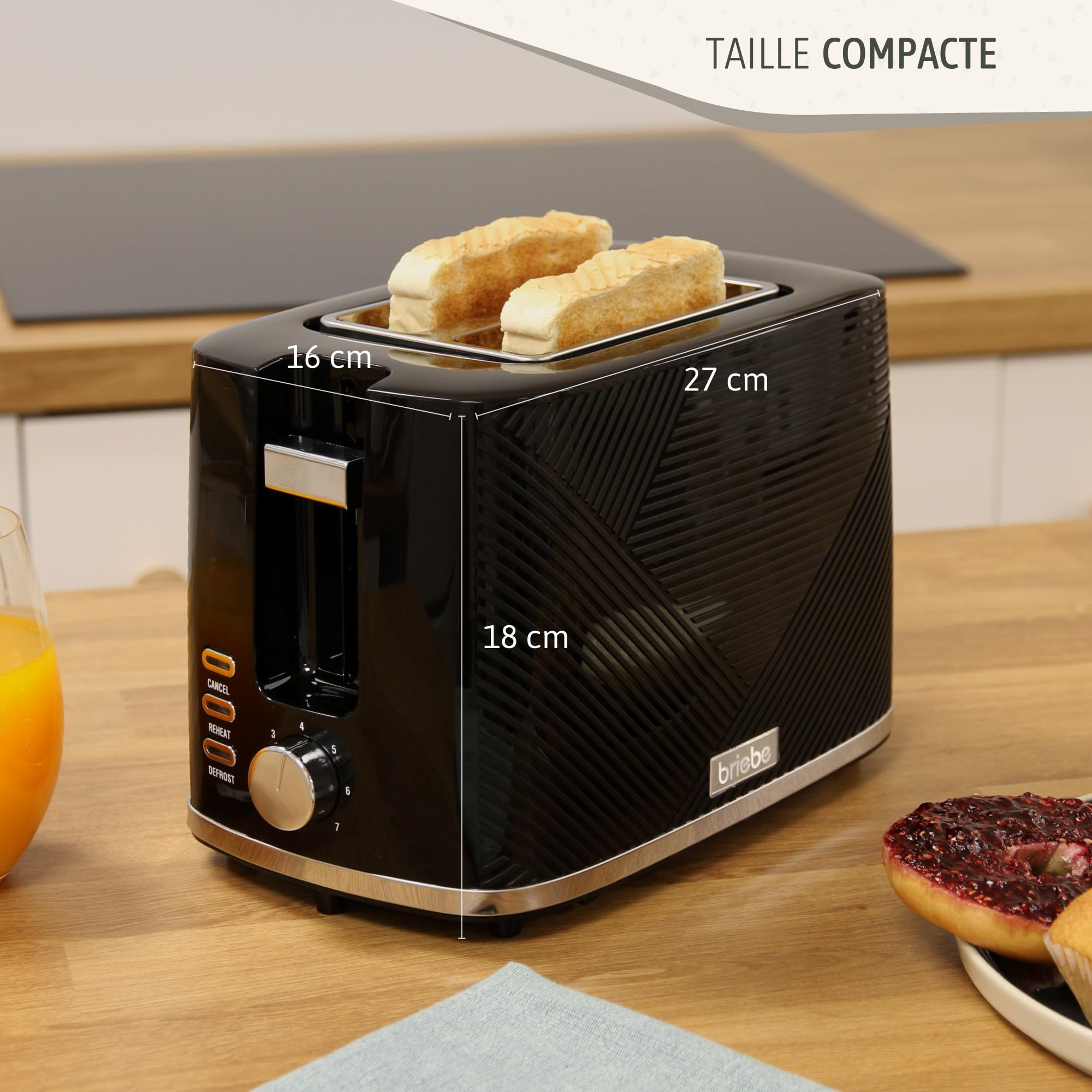 briebe Elegance Ensemble Grille Pain 2 Fentes Tranches Larges + Bouilloire Électrique 1,7 L, 2200W, sans BPA + Cafetière Filtre 10 Tasses, Pack Petit Déjeuner Électroménager, Design Moderne, Noir