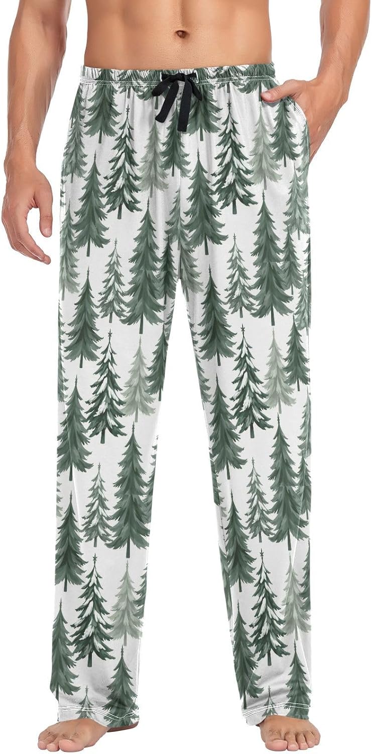 White Black Plaid Men's Pajama Bottoms Pants for Men Soft Men's Separate Bottoms Lounge Pants