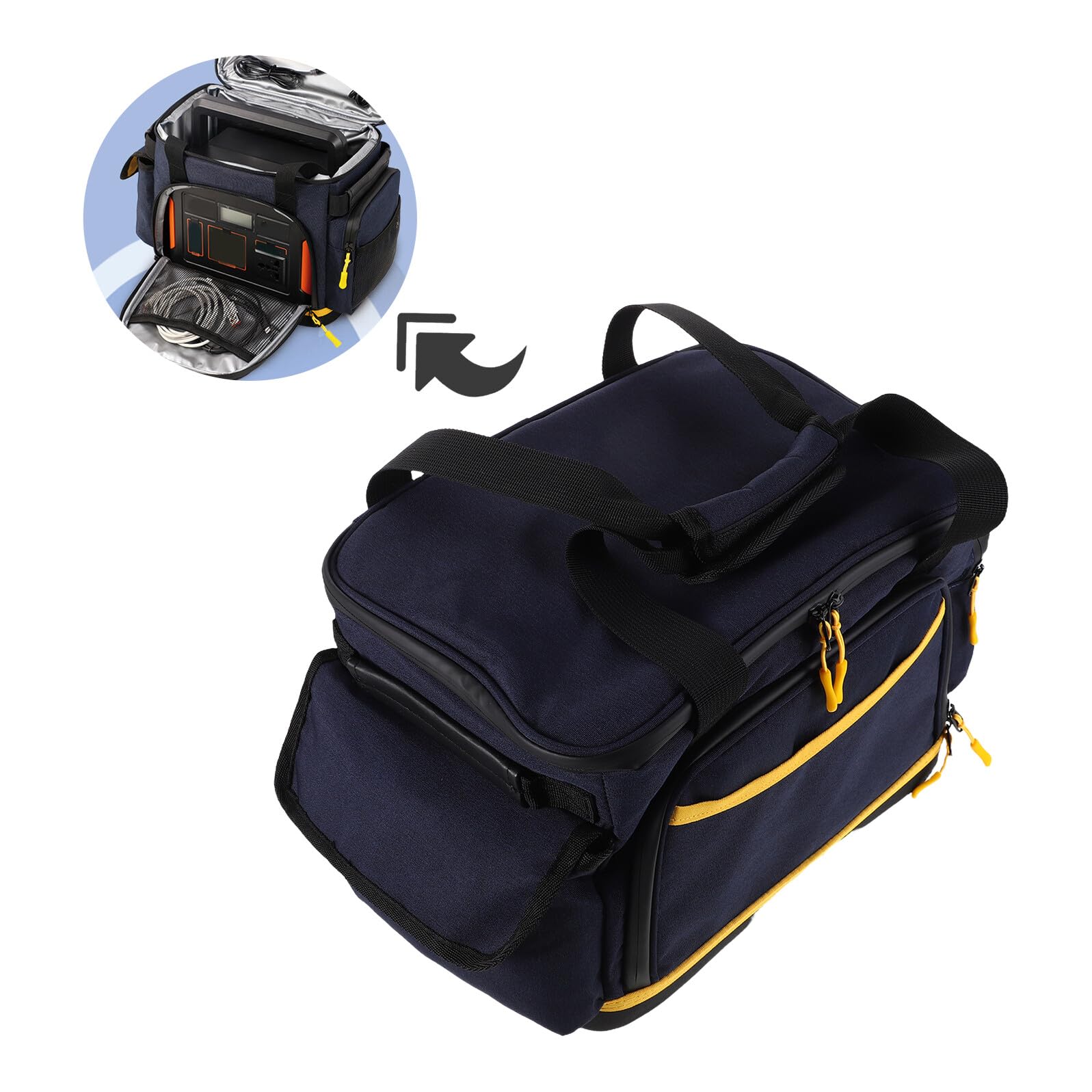 SUPVOX Bolsa Organizadora para Equipo Eléctrico de Camping M Azul Oscuro, Estuche Portátil con Asa, Gran Capacidad para Cables y Accesorios Digitales, Adecuado para Viajes al Aire Libre