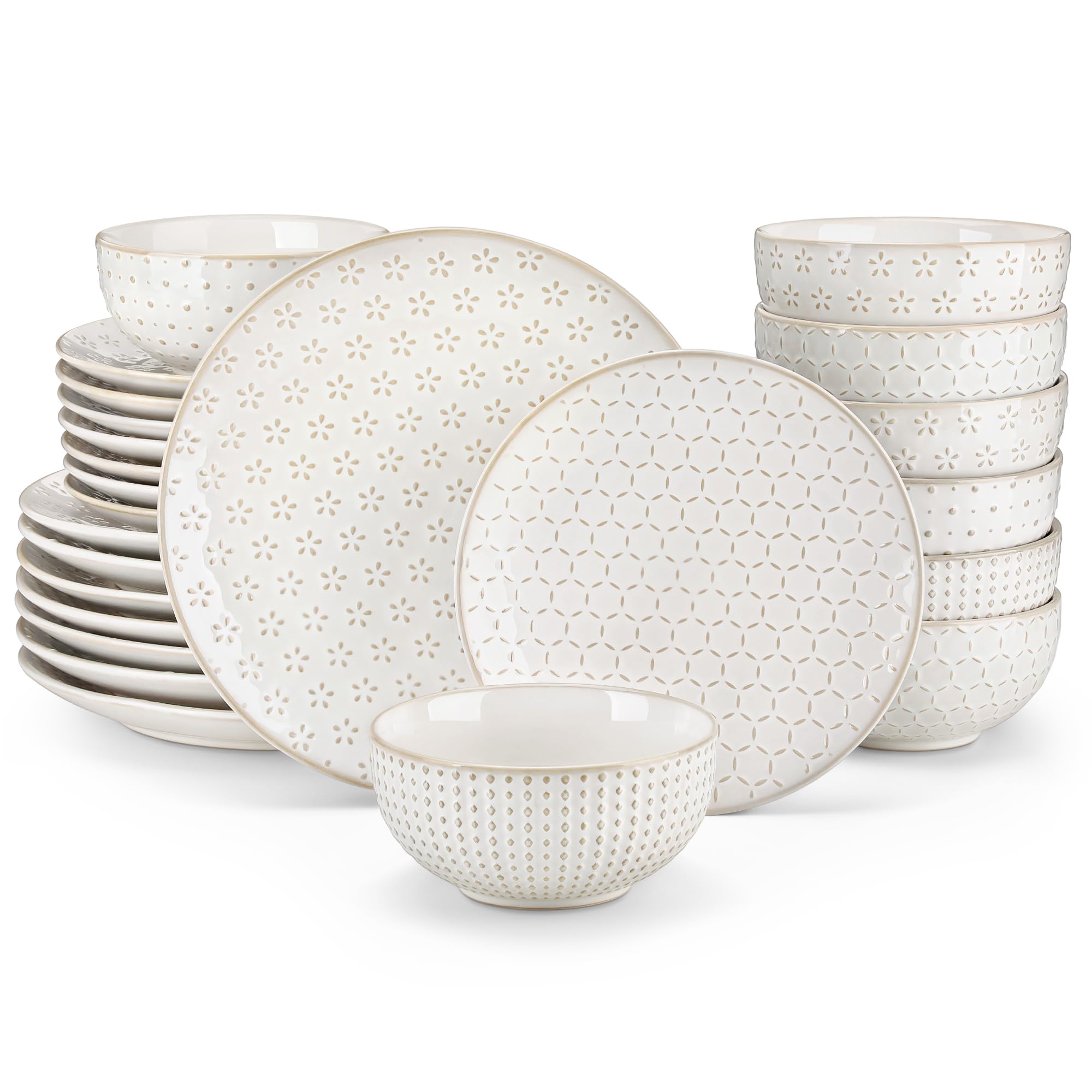 MALACASA 24 Piece Dinnerware Set