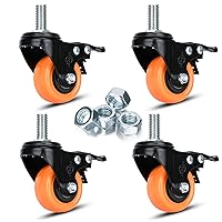 Vista 11 de Juego de 4 ruedas giratorias de vástago roscado de 6 pulgadas, ruedas industriales resistentes de 2000 libras, ruedas de 1/2"-13 x 1, ruedas