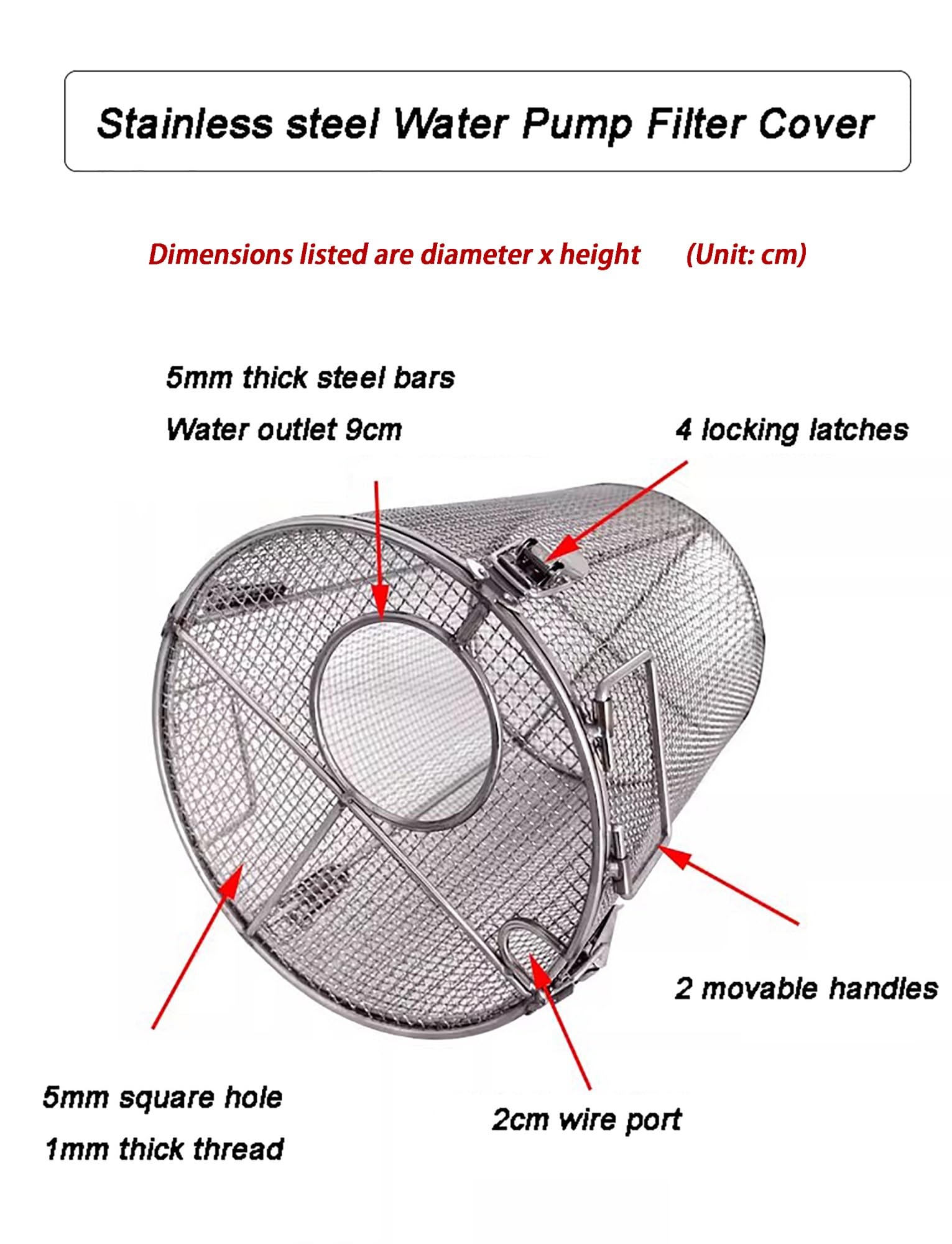 Protector de bomba sumergible, filtro de malla de acero inoxidable de 1 mm para bombas de sumidero, estanque, aguas residuales y pozos (23.6 x 39.4 pulgadas) evita obstrucciones con protección