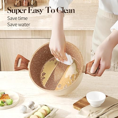 Miniatura 3 de Juego de ollas y sartenes antiadherentes, 13 piezas de utensilios de cocina antiadherentes con asas de baquelita, juego de cocina antiadherente no