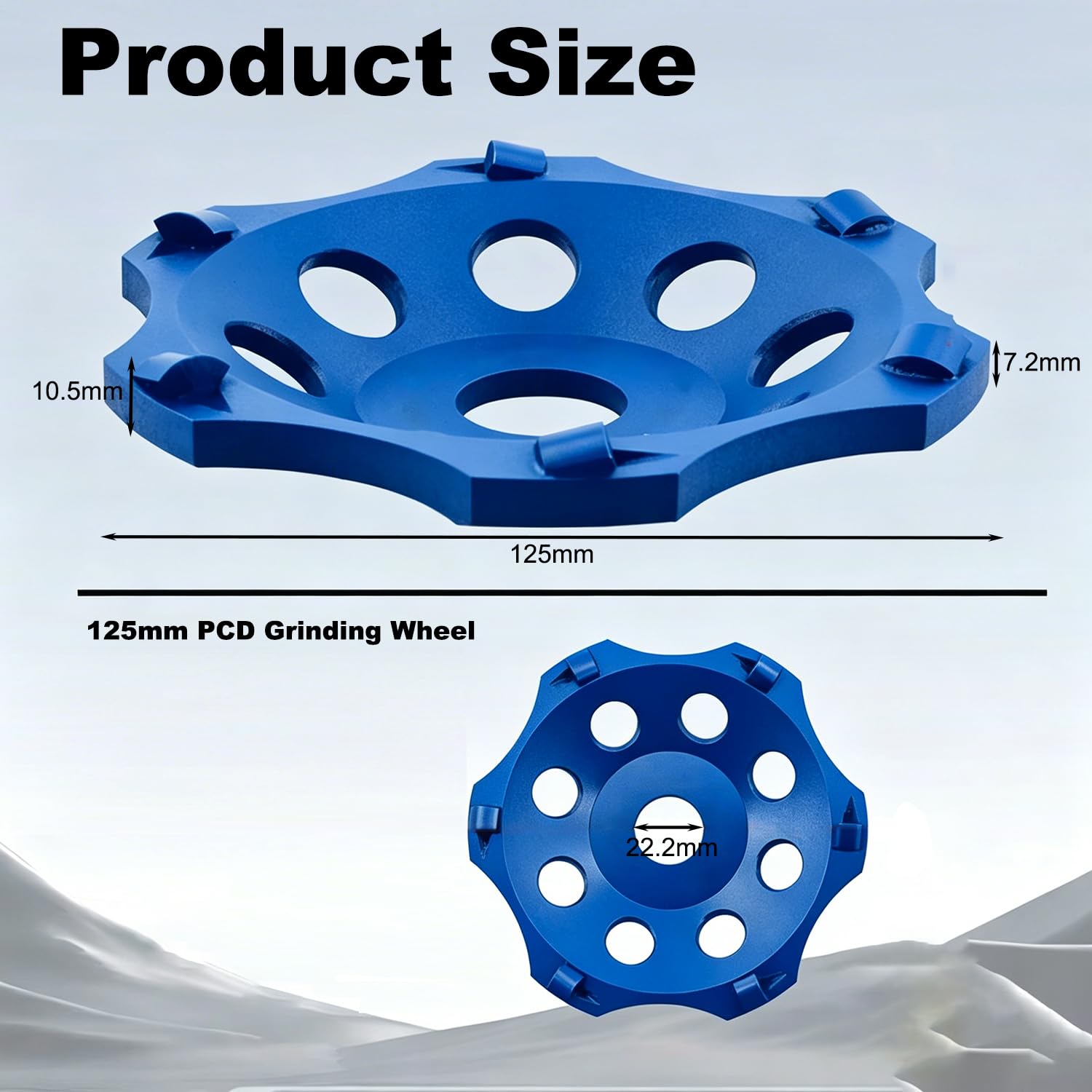Diamant Schleiftopf 125mm, PKD PCD Diamantschleiftopf, 6 Segmente Diamant Schleiftopf für Winkelschleifer, Robust und Langlebig, für Betonmörtel Fliesenkleber Farb-Beschichtungen