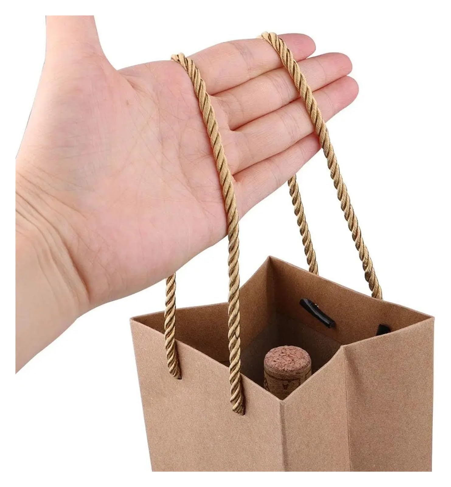 Lot de 15 sacs de vin avec poignée pour bouteilles de vin de 750 ml - Réutilisables pour fête de mariage, camel, One Size, Style unique