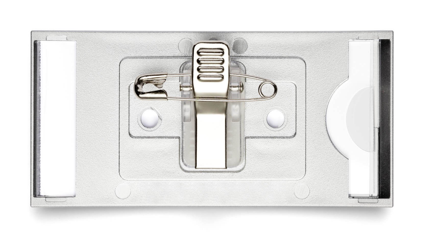 Durable 854323 Portanombres Clásico con clip de combinación, 34 x 74 mm, 10 piezas, plata