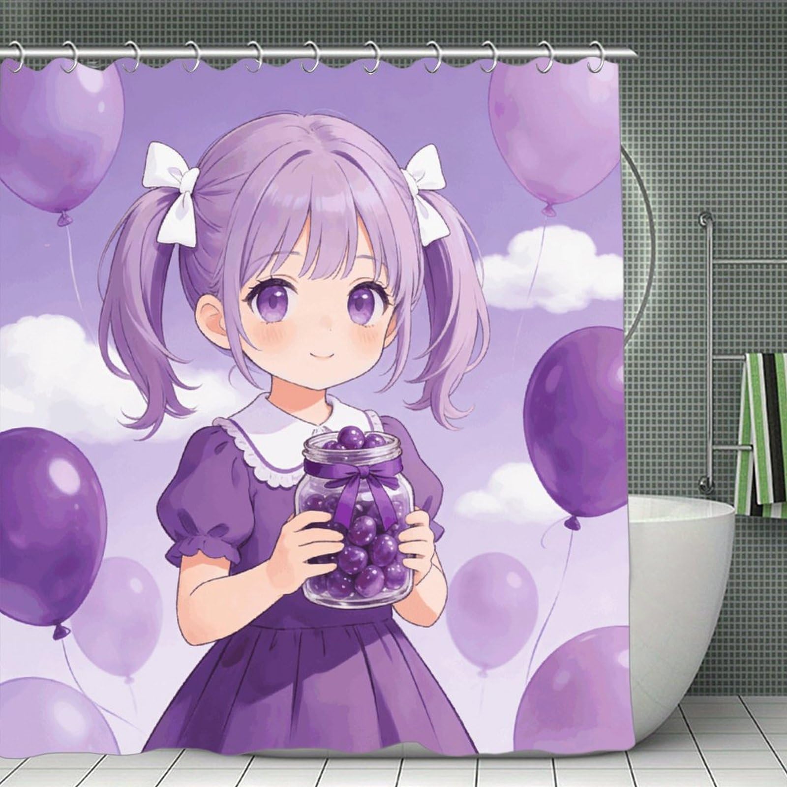 VstaDank Violet Shower Curtain Light-Weight Blackout Bathroom Curtain Washable Shower Liner 71x71 Inch Bath Curtain with Metal Holes Bathtub Bath Room