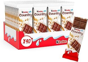 Kinder Country - Barre Céréalière enrobée de Chocolat au Lait avec un Cœur au Lait fondant et des Céréales soufflées - 40 Barres