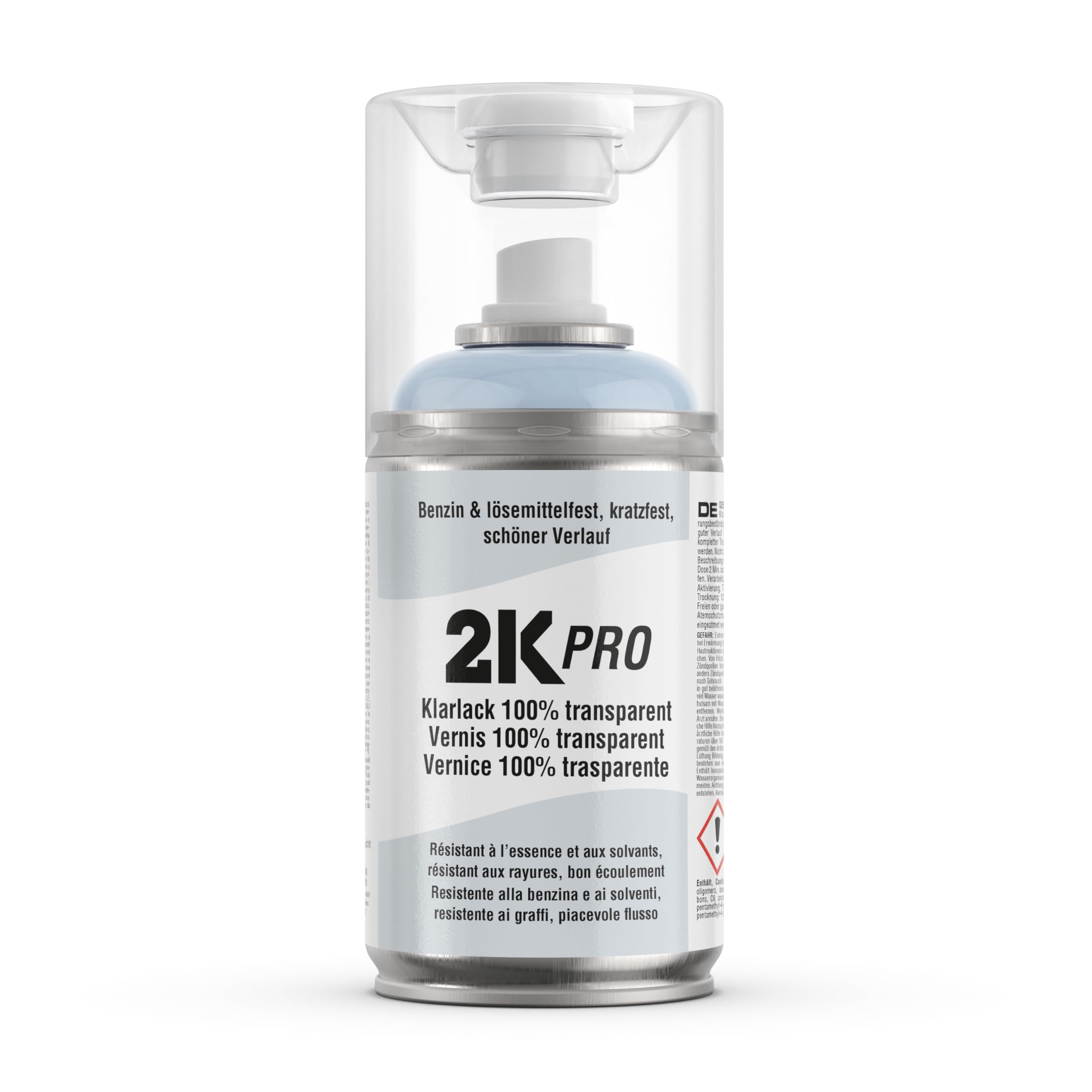2K PRO 2K Spraydose 250ml - 2 Komponenten Sprühlack, Schnelltrocknender Spritzlack, UV-Beständig, Stoss- und Kratzfest | Klarlack Matt