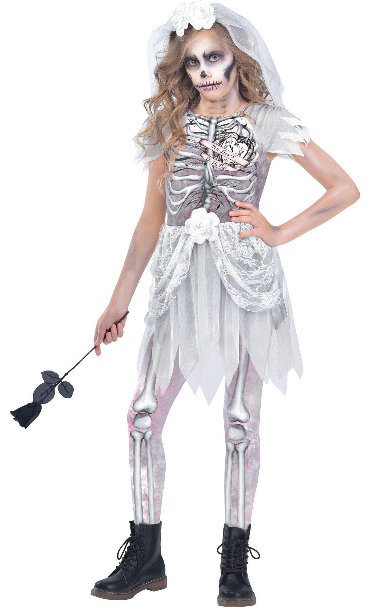 amscan Skeleton Bride Costume for Girls, Medium, with Included Accessories