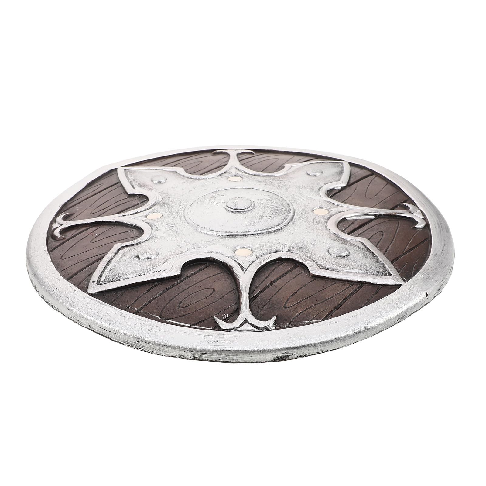 2 Piezas Escudo Medieval Redondo de PVC de 31, 5cm Correas Fijas