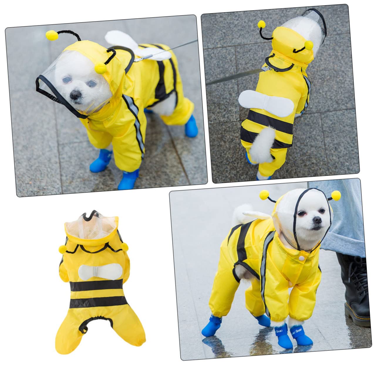 Didiseaon 3pièces Manteau De Pluie pour Chiens Abeille Veste Imperméable Et Respirante pour Petits Et Moyens Chiens Poncho Pratique Et pour Journées Pluvieuses