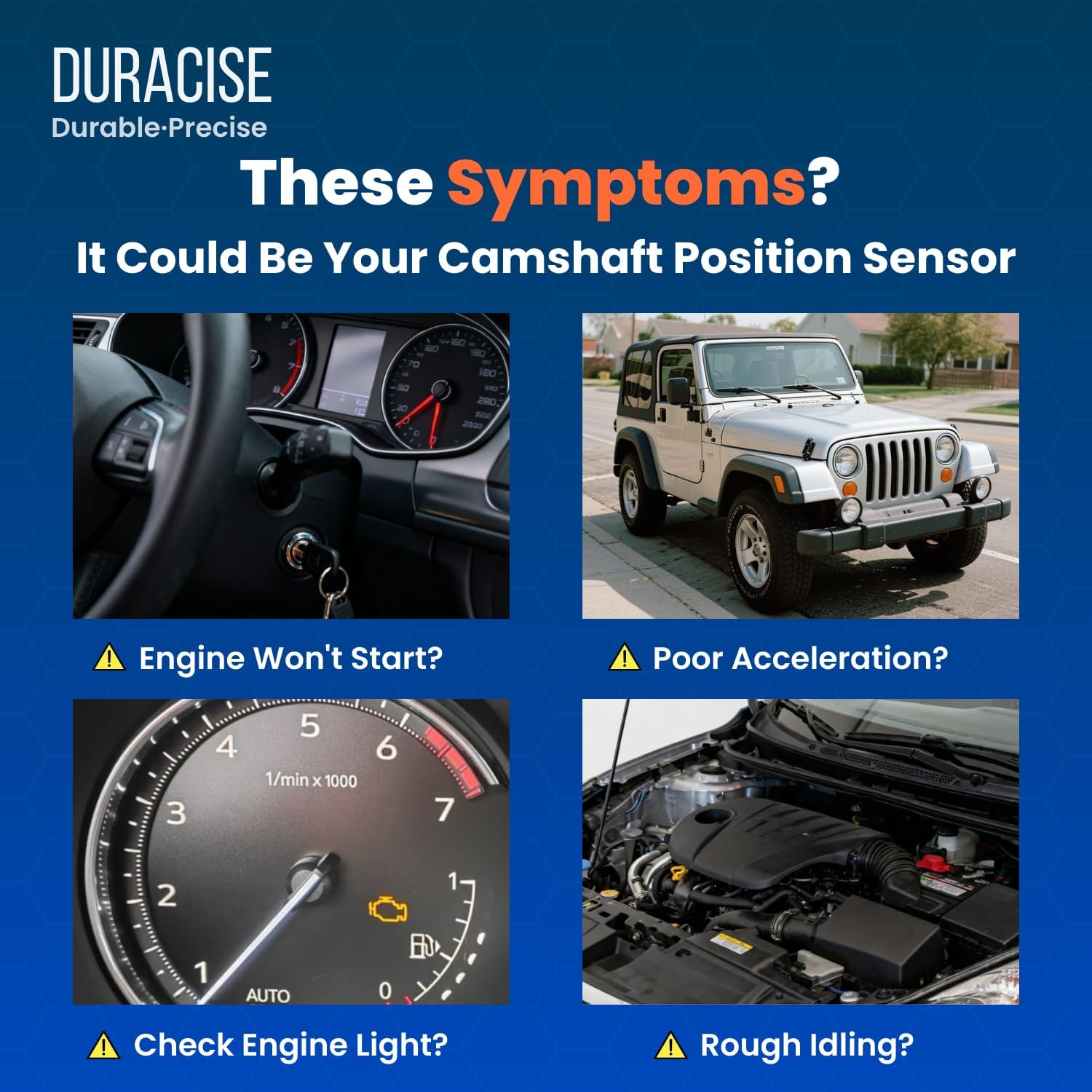 DURACISE Camshaft Position Sensor Compatible with 2008-2011 Jeep Wrangler & 2008-2010 Dodge Grand Caravan & Chrysler Town & Country, Pacifica & 2009-2010 Volkswagen Routan | OEM #5149078AD, 7B0907601B