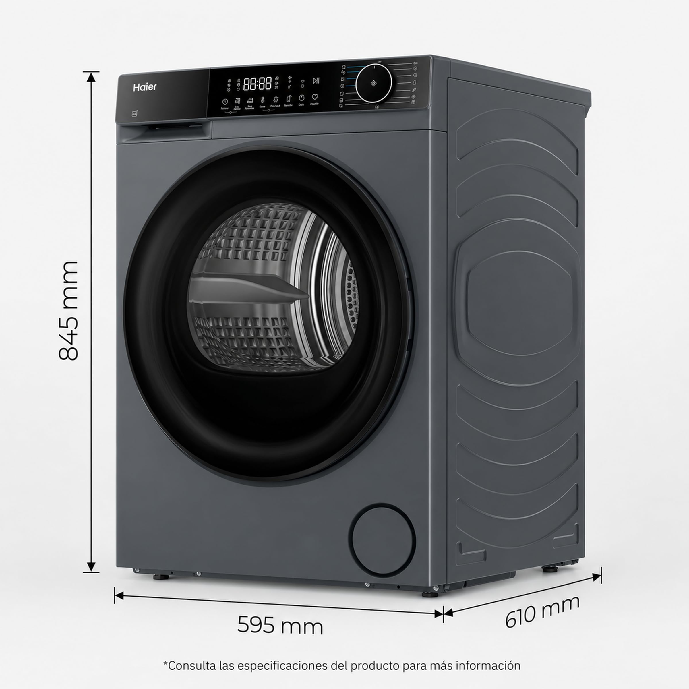 Haier Secadora Bomba de Calor 9 kg Antracita, X 5 [HD90-D357GNU1-S]
