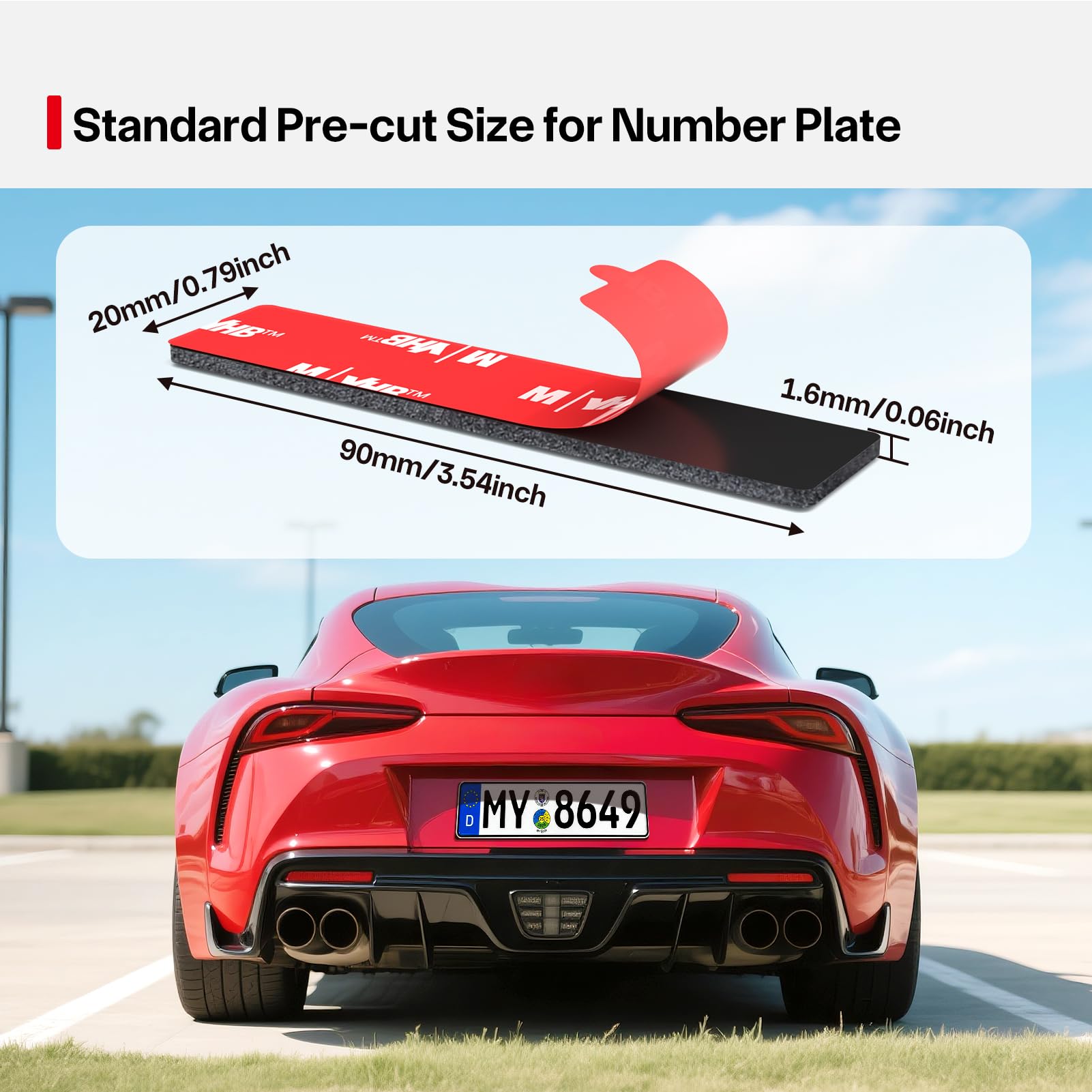 Number Plate Sticky Pads, 10 x License Plate Sticky Foam Pads, Numberplate Sticker Pad, Extra Strong Double Sided Number Plate Tape Heavy Duty for Vehicle Number Plates, Licence Plates — view 2