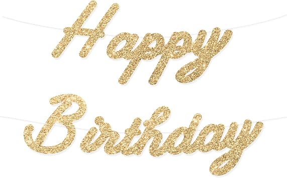 HOUSE OF PARTY Happy Birthday Banner | Gold Happy Birthday Sign for Decor, Backdrop | Cursive Paper Banner for Party Decoration Gold