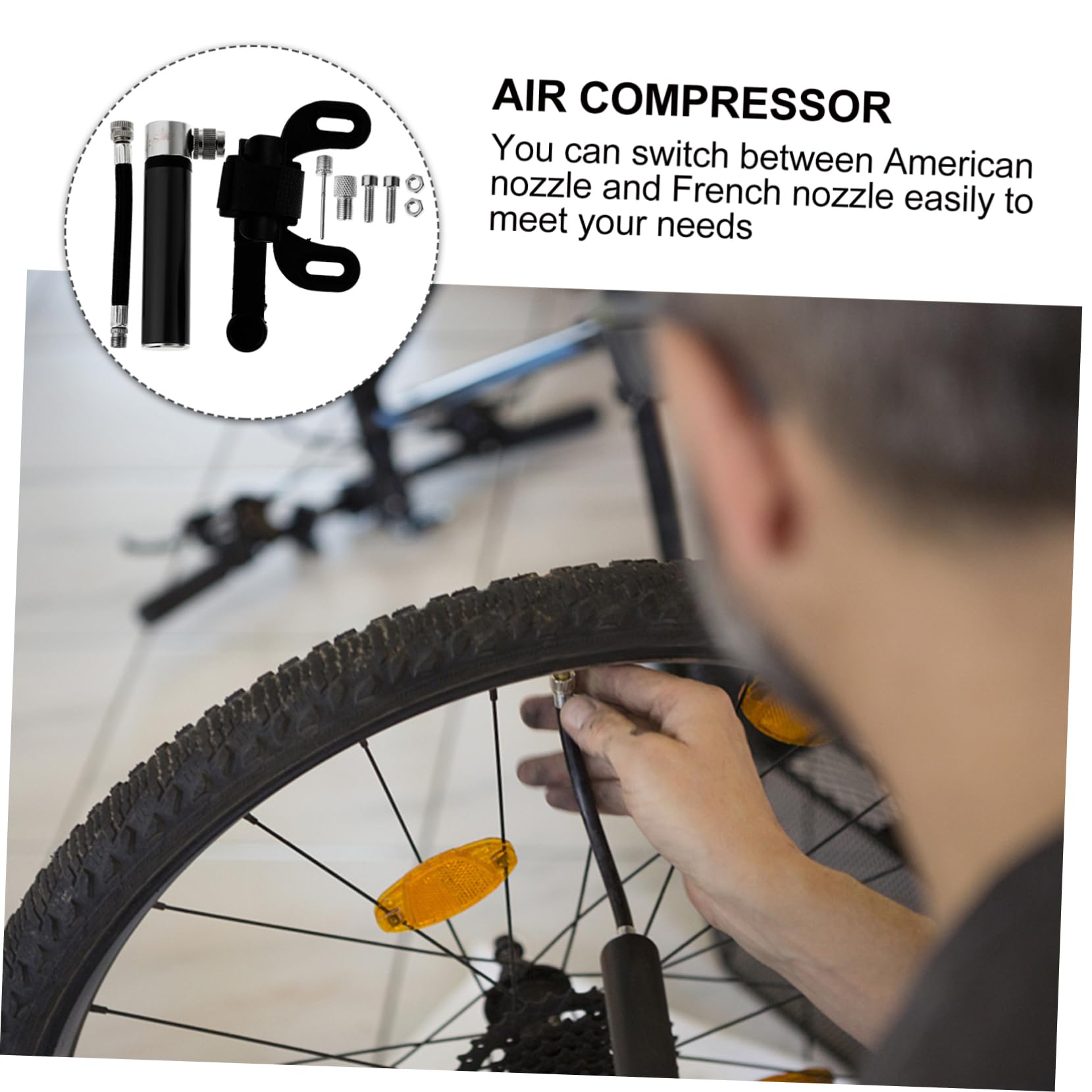 Anneome 1 Set Mini Pump Mini Bike Pump Tire Inflator Portable High Pressure Air Pump Bike Pump Portable Bicycles Pumps Mini Bike Inflator Kit Bike Supply Handheld Inflator Aluminum Alloy