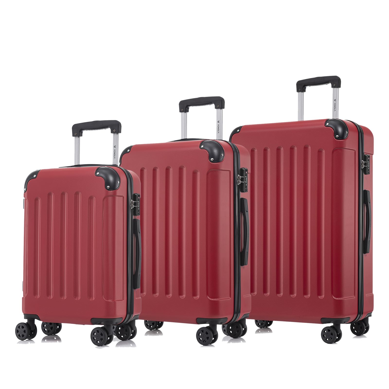 yonsly Koffer Suitcase, Trolley Reisekoffer, Rollkoffer Handgepäck mit 4 Rollen 360°, ABS Hartschalen, Sicherheitsschloss, Weicher Gummigriff, 210D-Futter