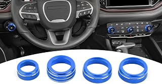 for Durango Center Console Control Knob Cover Trim Ring for Dodge Durango 2021+ Blue Interior Accessories 4pcs