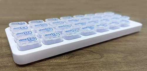 Miniatura 5 de Organizador de pastilleros mensuales de 31 días con cápsulas de medicamentos extraíbles diarias, gran dispensador de medicamentos para viajes