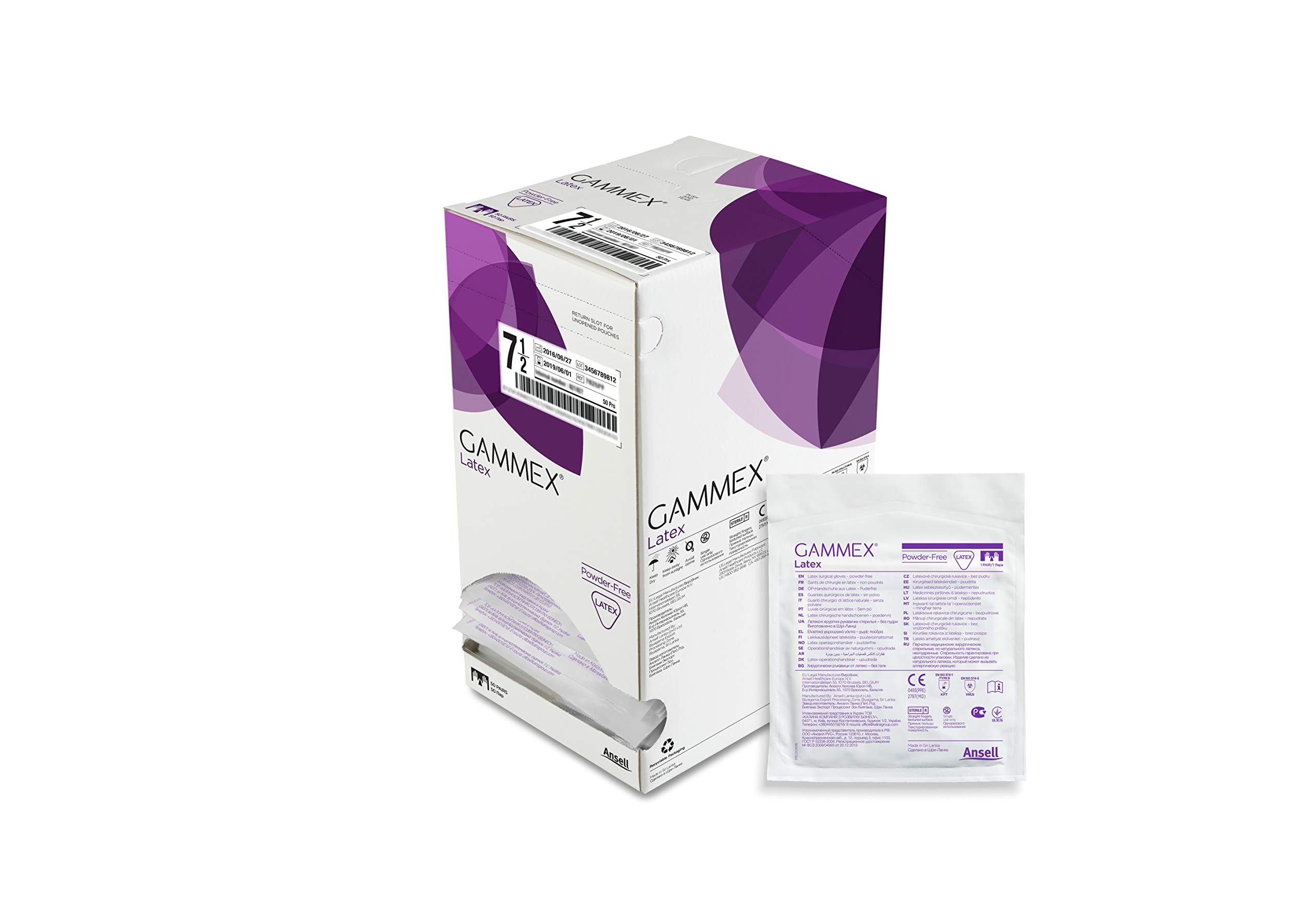 Ansell GAMMEX® lateksowe rękawiczki bez pudru do chirurgii ogólnej, naturalny lateks, medyczny i opieki zdrowotnej, białe, rozmiar 5,5, inteligentne opakowanie 4 x 50 par