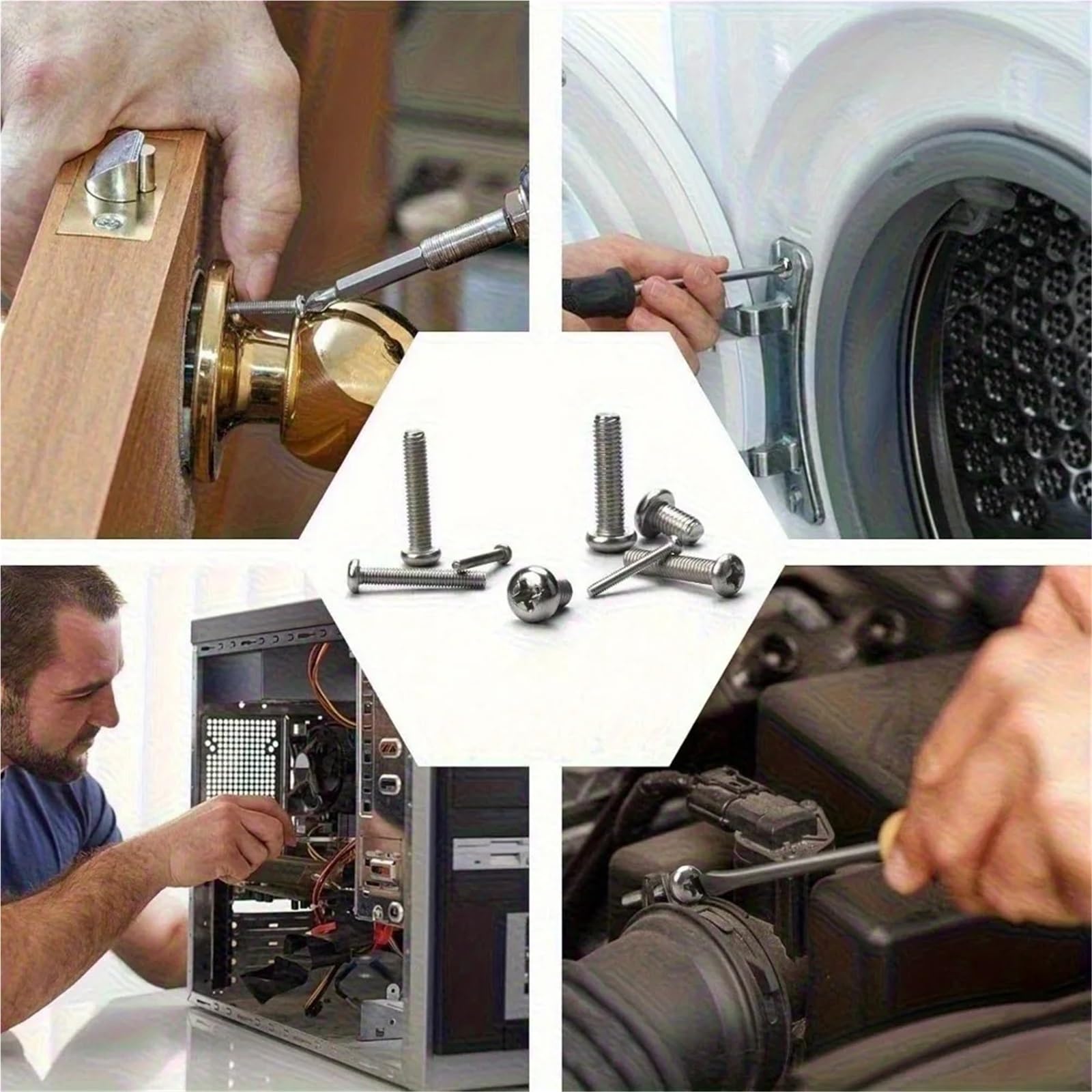 Juego De Tornillos Y Tuercas Juego de tuercas y pernos for máquina cruceta acero inoxidable 360 ​​piezas, que incluyen M3, M4, M5, for aplicaciones industriales científicas