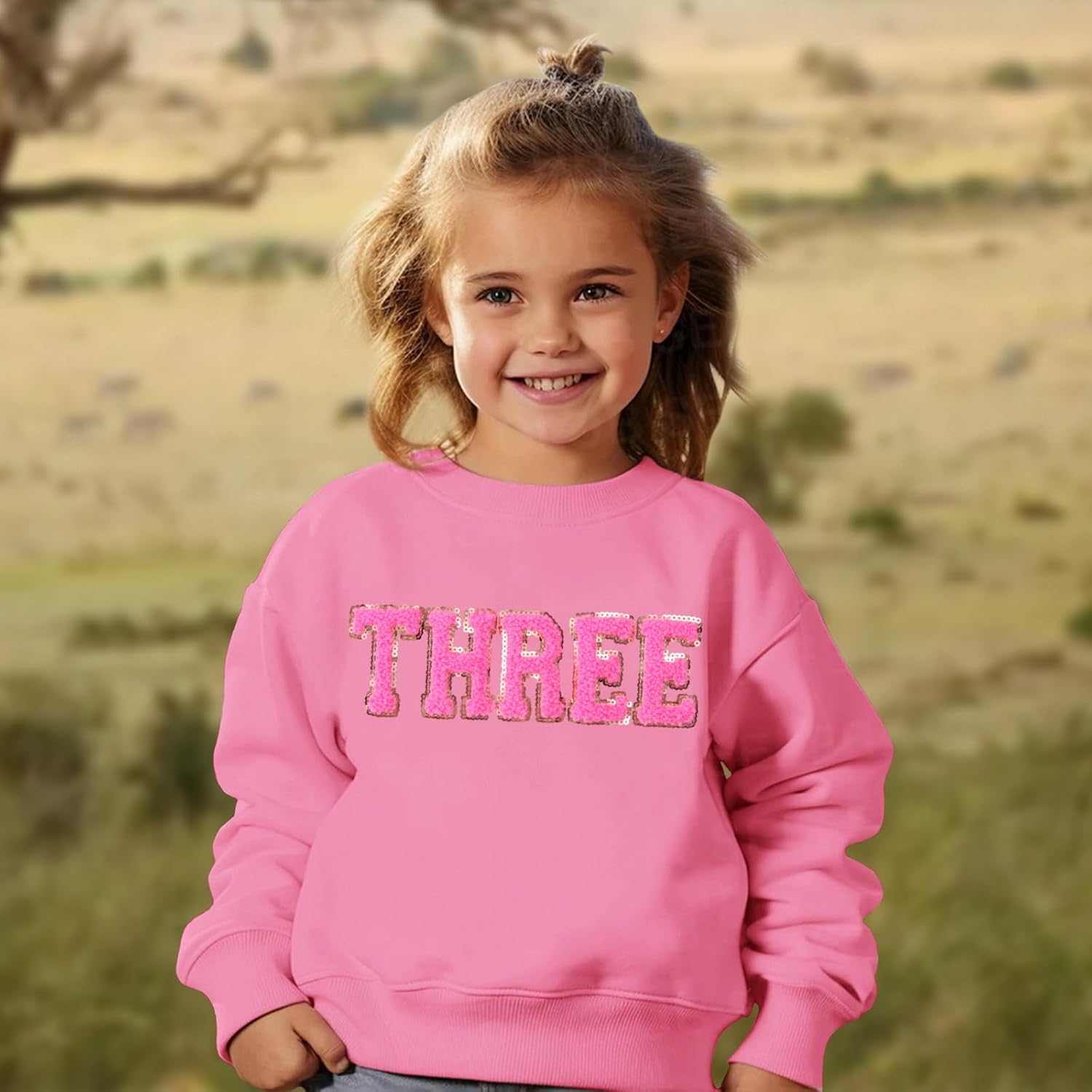GLIGLITTR Toddler Baby Girls Birthday Outfit 2nd 3rd 4th 5th 6th 7th Bday Party Sweatshirt Chenille Patch Long Sleeve Shirt