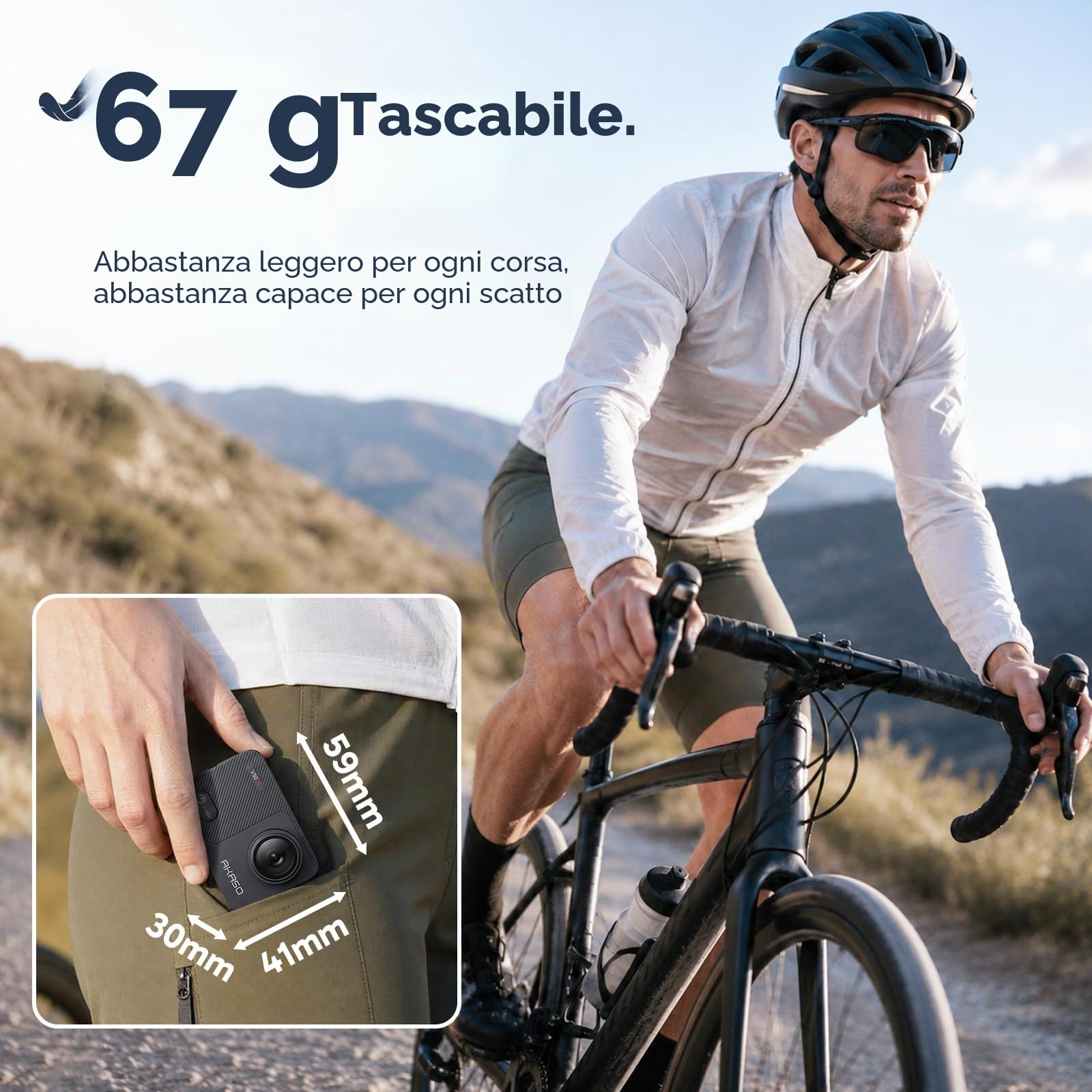 AKASO V50 X Action Cam 4K 20MP con 64GB microSDXC U3 Scheda di Memoria, Videocamere WiFi EIS 40M Fotocamera Subacquea Touch Screen, Telecomando, Custodia Impermeabi