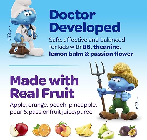 Vista 11 de The Smurfs - Gomitas nootrópicas para niños con vitamina B12 y L-teanina, gomitas de enfoque láser para suplementos de concentración y memoria