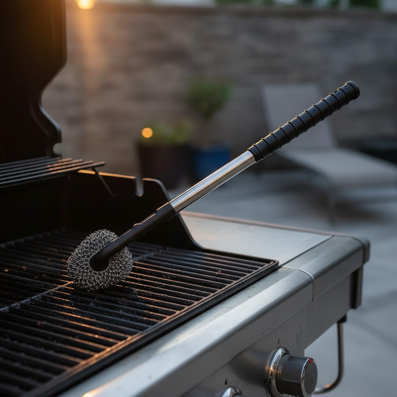 Spazzola per Barbecue con Manico Lungo | Impugnatura Scanalata Antiscivolo, Struttura Smontabile Salvaspazio, Utensile, per Giardino