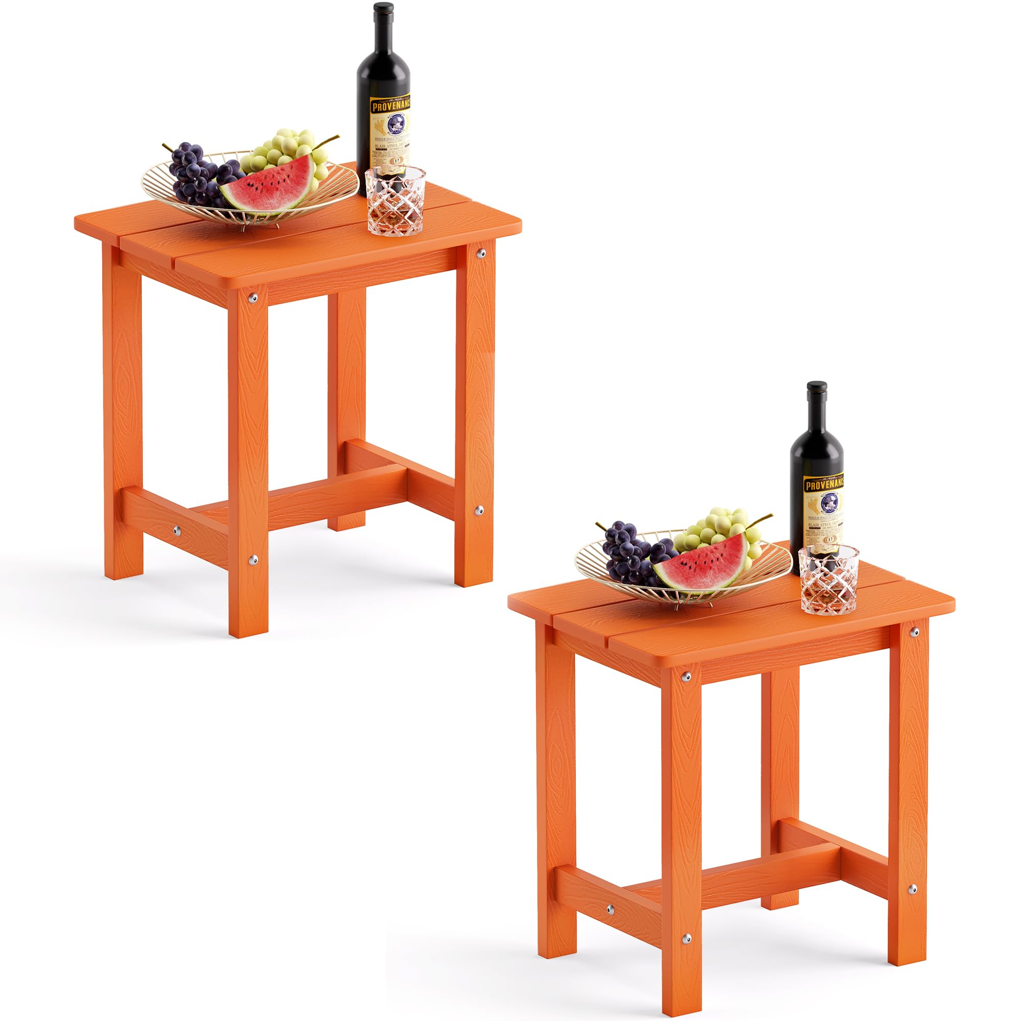 LUE BONA Outdoor Side Table Set of 2, HDPS Small Outdoor Table, Adirondack Side Table, Outside End Table for Patio, Porch, Deck, Pool, Weather