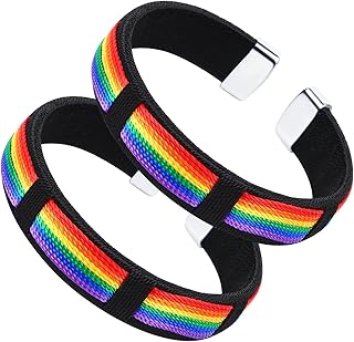 2 PCS Pride Bracelet, LGBT Bracelet, Rainbow Bracelet for Lesbian, Gay, Bisexual LGBTQ, Adjustable Pride Stuff for Pride Month Events, Parades
