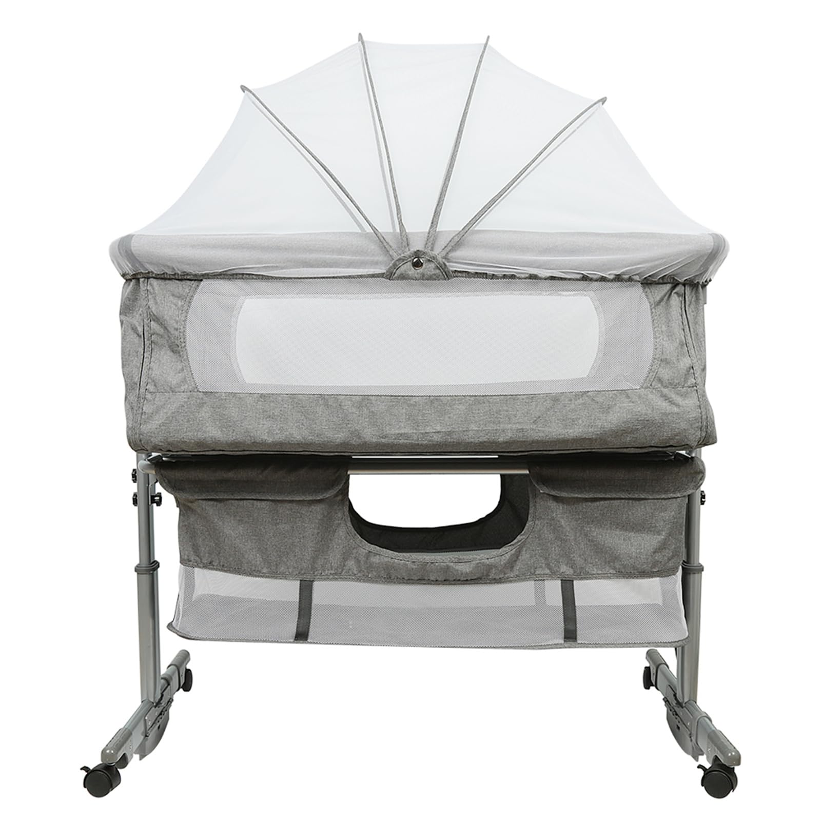 homewell Cododo Babywiege, tragbar, höhenverstellbar, 3-in-1-Babybett, mit Aufbewahrungstasche, Rollen und Moskitonetz