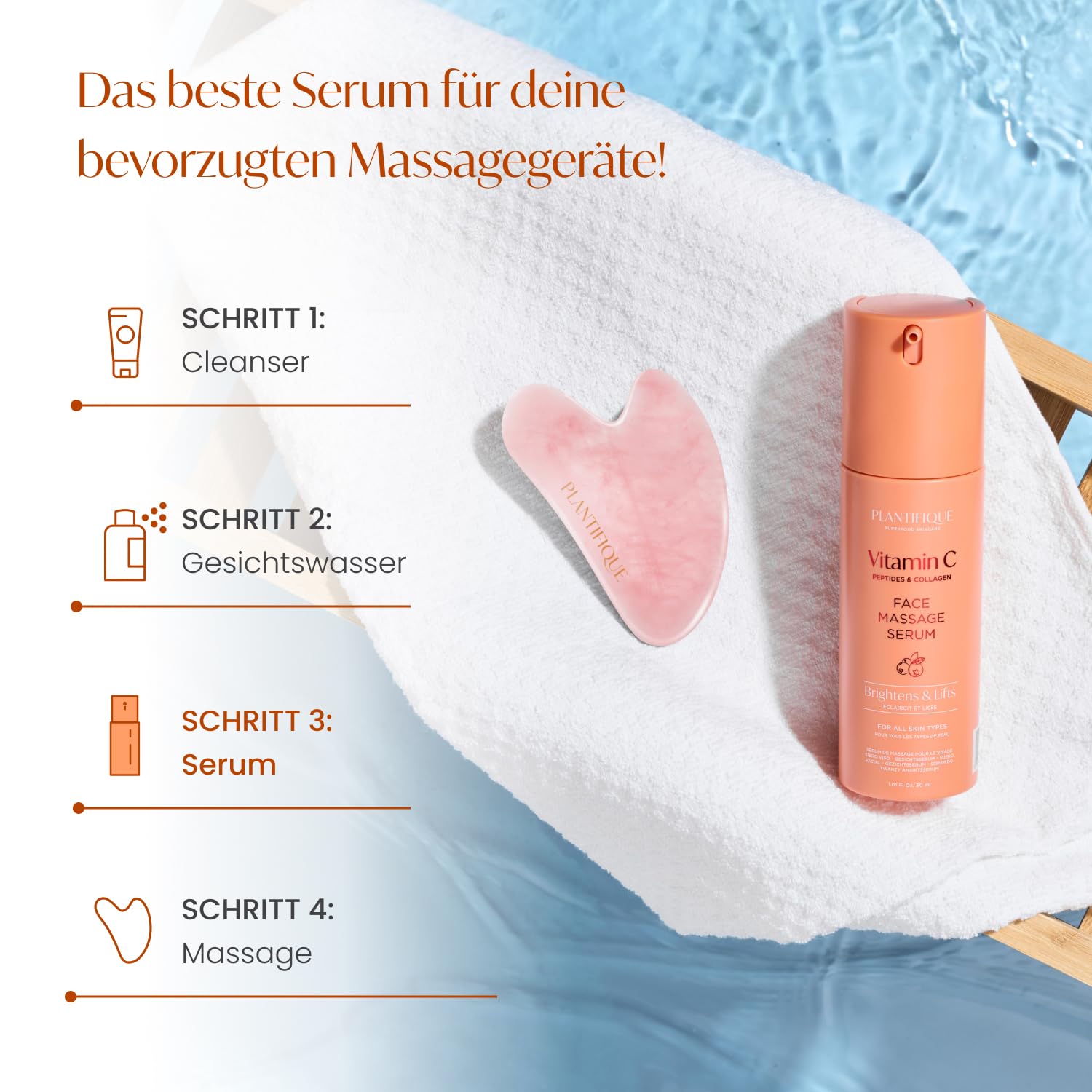 PLANTIFIQUE 20 Paar Augenpads Gegen Augenringe und Tränensäcke & Vitamin C Serum Gesicht Korean Skin Care Anti Aging Gua Sha Massage Face Serum, 30 ml