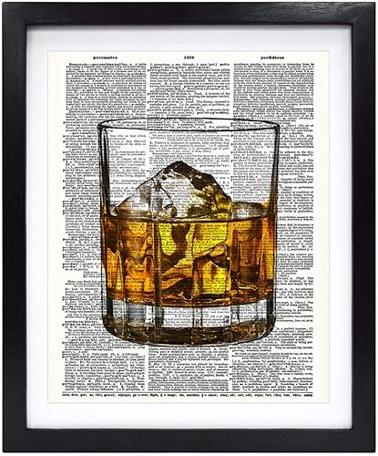 Susie Arts 8X10 sin marco whisky vidrio impresión arte inauguración de la casa dormitorio decoración de la pared aniversario reciclada diccionario