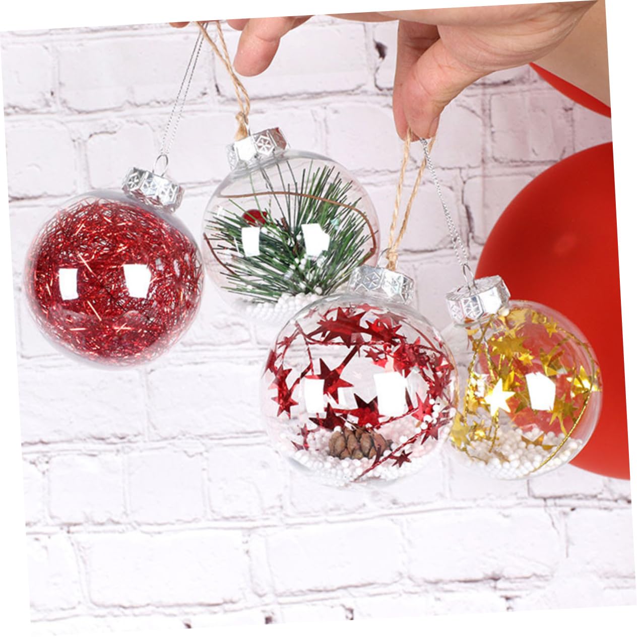 Cabilock 20 Piezas Colgante De Bola Bolas De Navidad De Bricolaje Ornamento del Árbol De Navidad Pelota De Moda Decoración Al Aire Bola Colgante Transparente Bola Transparente Hueco