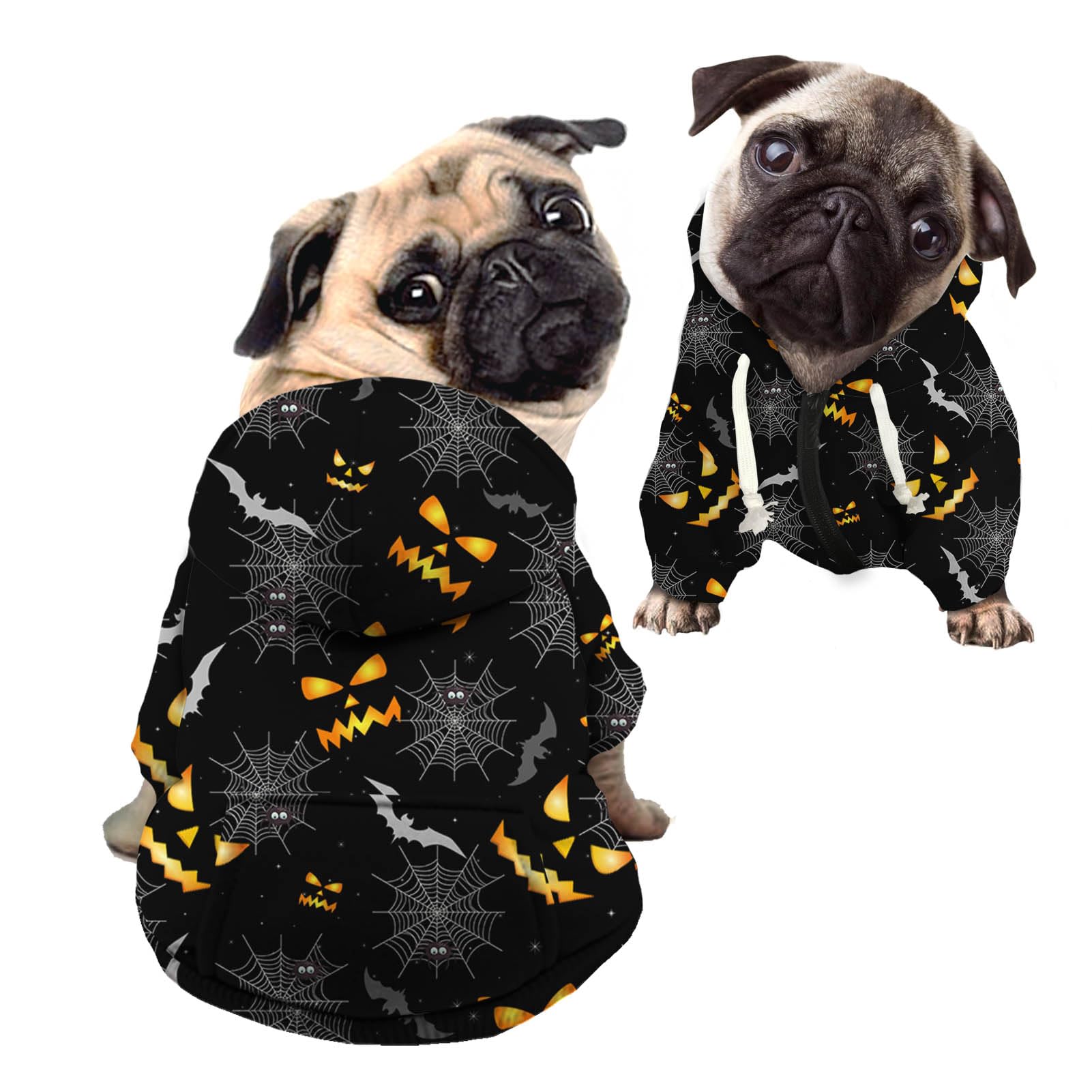Kuiaobaty Halloween Ghost Costume for Small Medium Dog Puppy Hoodies Clothes Warm Sweatshirt, Spider Web Print Pet Apparel Pullover — image 1