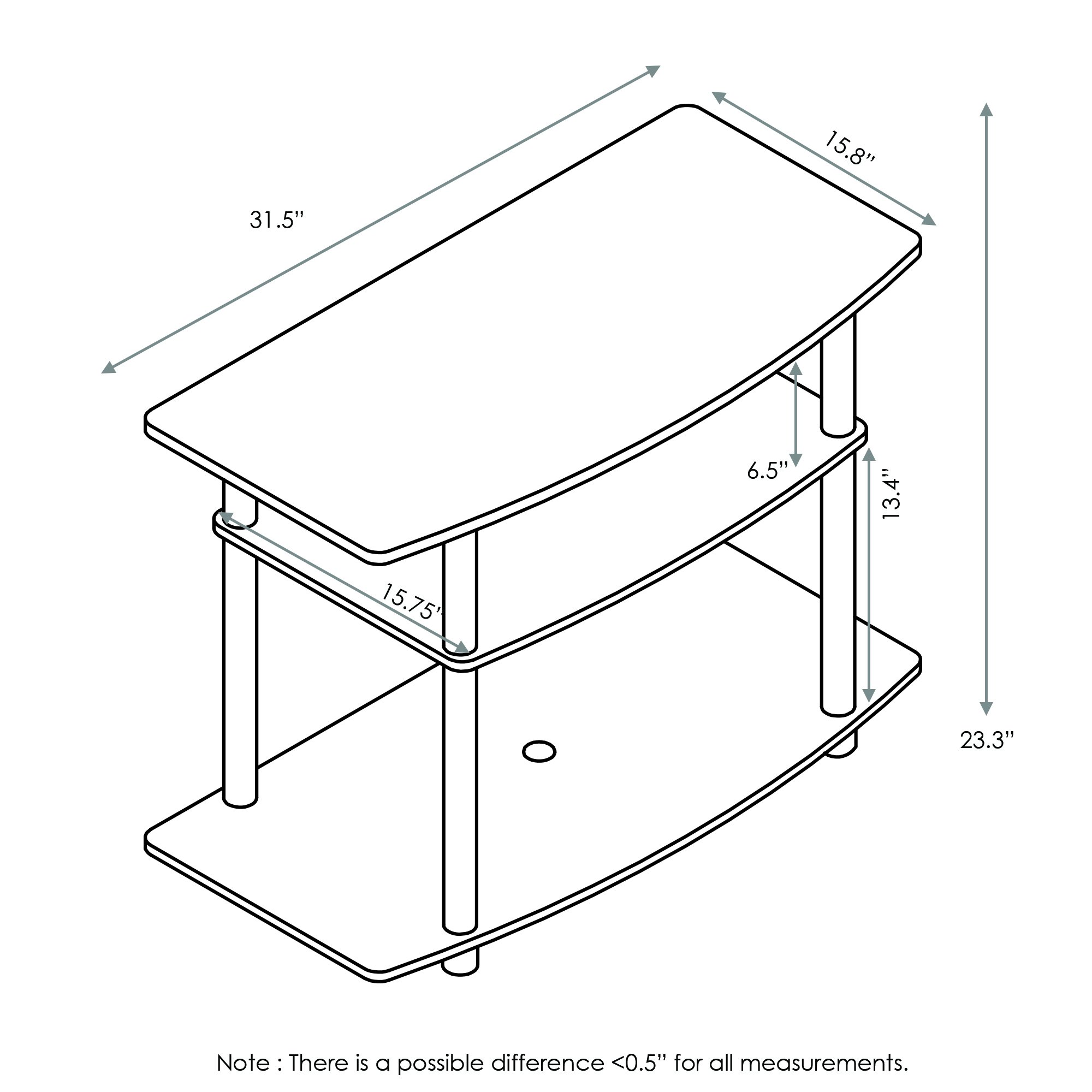 Furinno Turn-N-Tube Supporto per TV, in legno composito, tubi in PVC, 59.18 x 40.132 x 80.01 cm, Noce scuro