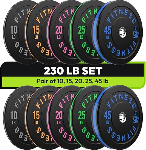 Miniatura 32 de Juego de discos de peso de 2 pulgadas de alto rebote, juego de discos olímpicos de 45/100/160/190/260/300 libras, juego de discos de peso de colores