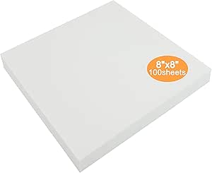 New Brothread Tear Away Machine Embroidery Stabilizer Backing 8&#34;x8&#34; - 100 Precut Sheets - Medium Weight 1.8 oz- Fits 4x4 and 6x6 Hoops