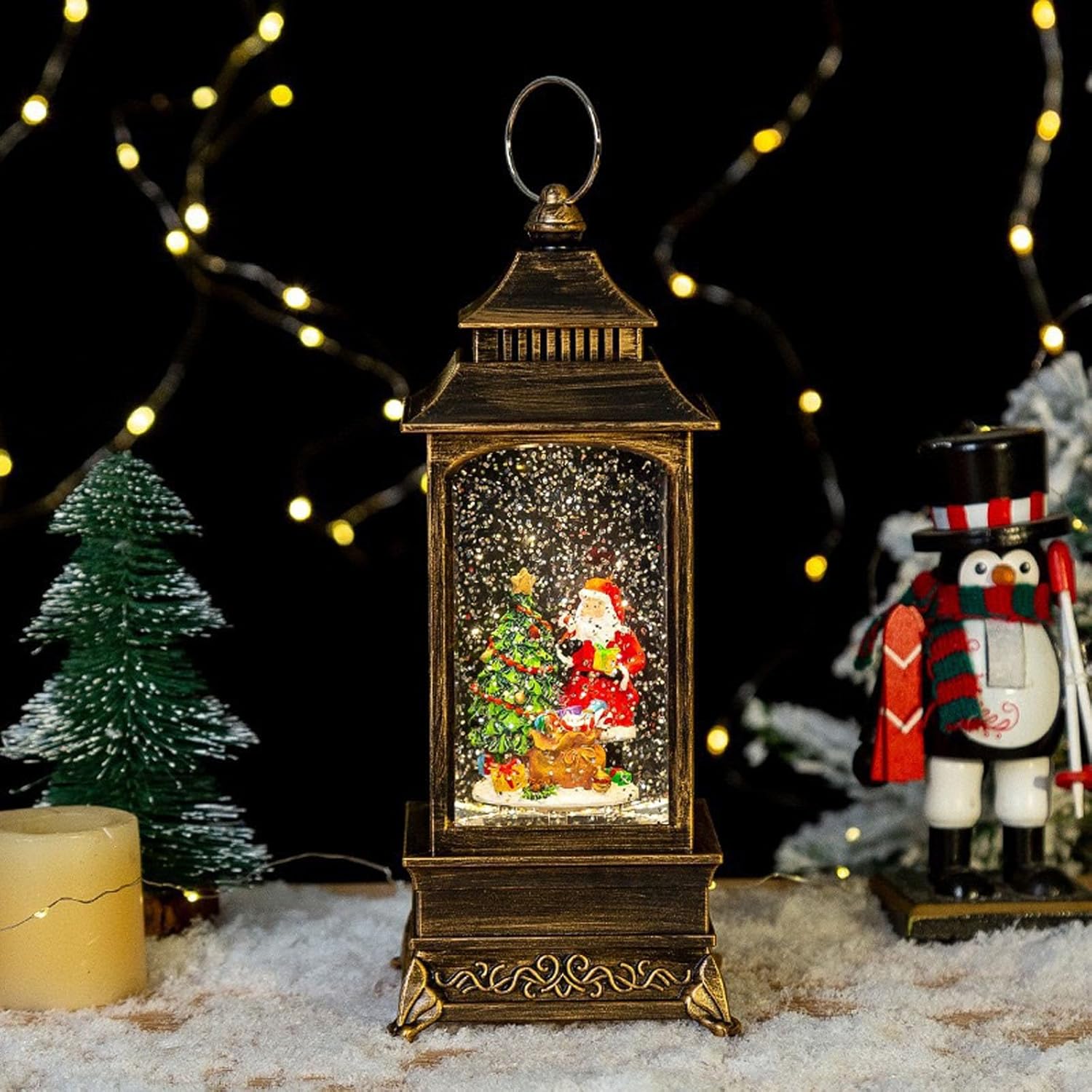 Christmas LED Snow Globes with Music Auto Snowfall & Battery-Operated Festive Nightlight Decor Festives Light Decors